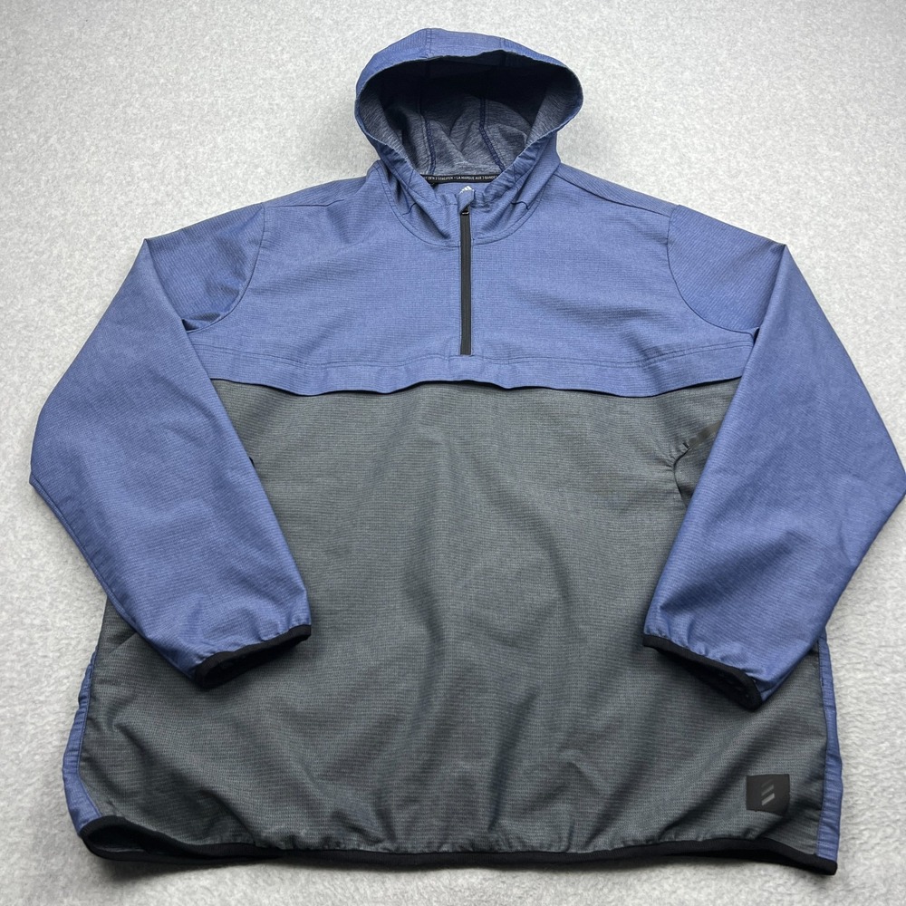 Adidas Anorak Men's XXL Blue/Gray 1/4 Zip Hooded Adicross Golf Pullover Jacket